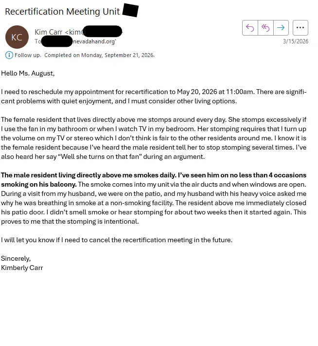 Written notice to onsite manager about smoking